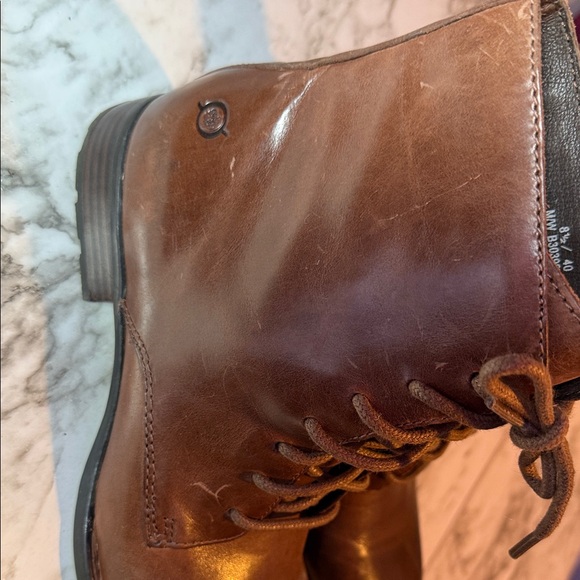 Born Dark Brown Leather Lace Up Moto Boots NWOT SZ 8.5 - Picture 5 of 14